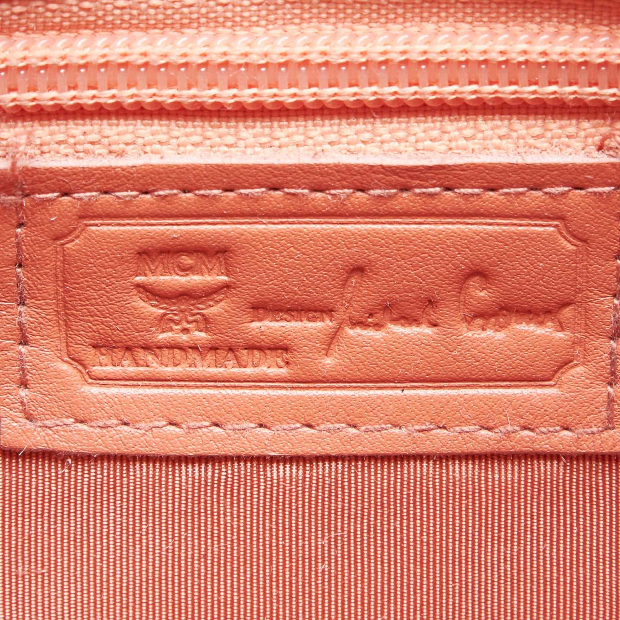 Vintage Authentic MCM Orange Leather Shoulder Bag Germany MEDIUM 2