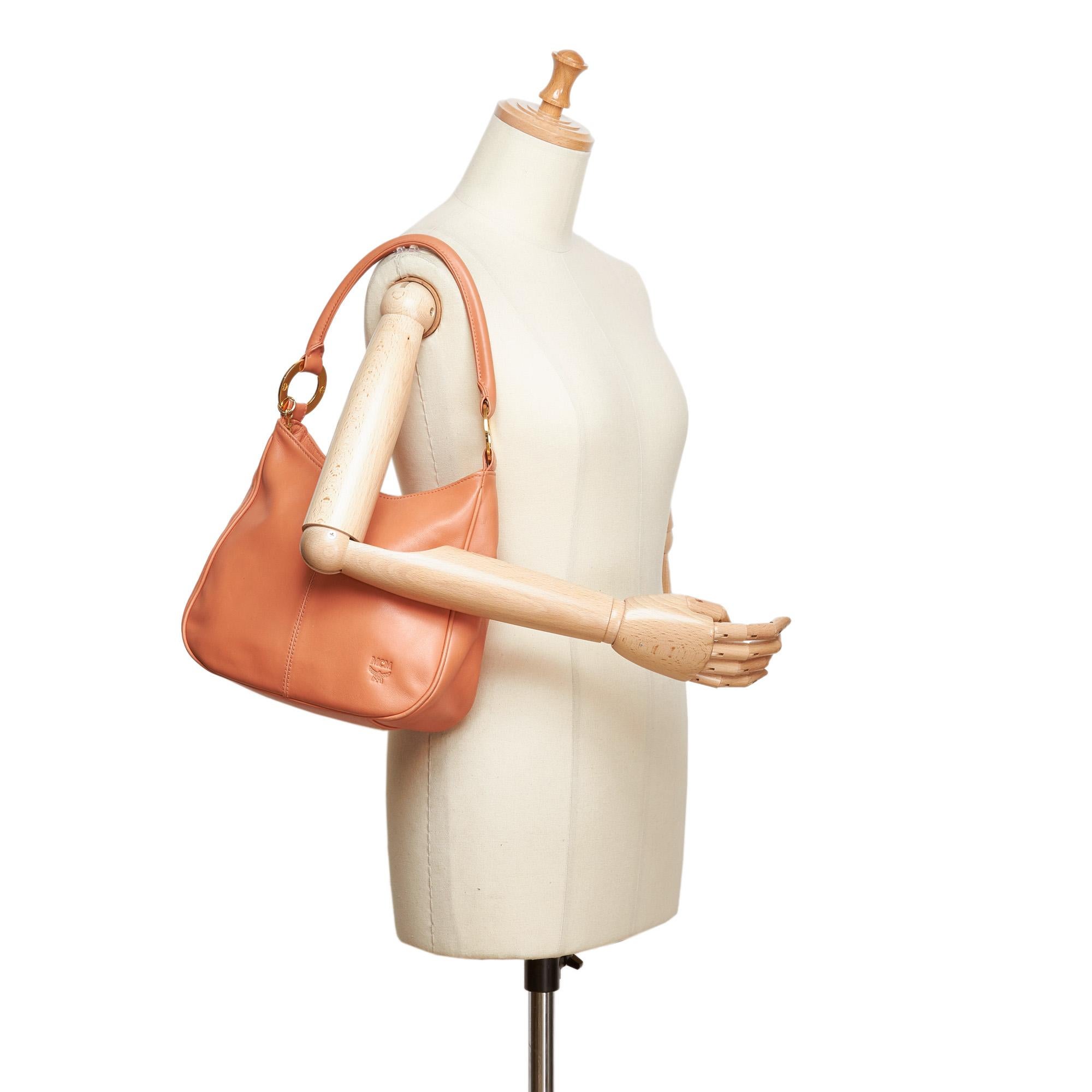 Vintage Authentic MCM Orange Leather Shoulder Bag Germany MEDIUM 4