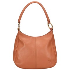 Vintage Authentic MCM Orange Leather Shoulder Bag Germany MEDIUM