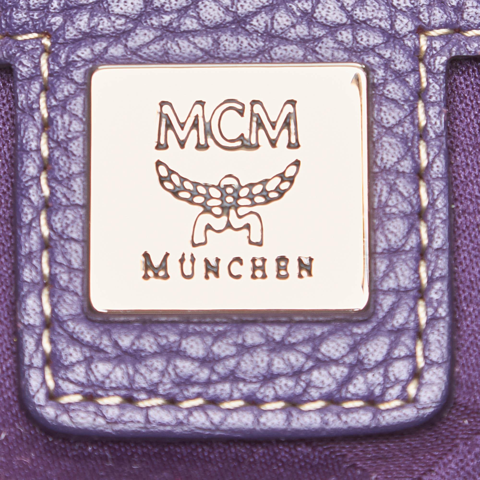 Vintage Authentic MCM Purple Leather Handbag Germany MEDIUM  For Sale 1