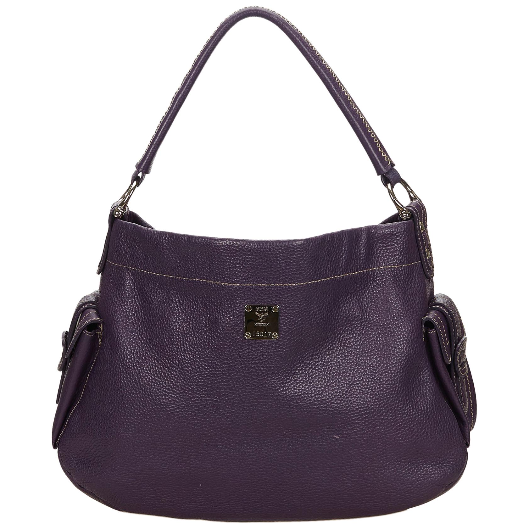 Vintage Authentic MCM Purple Leather Handbag Germany MEDIUM  For Sale