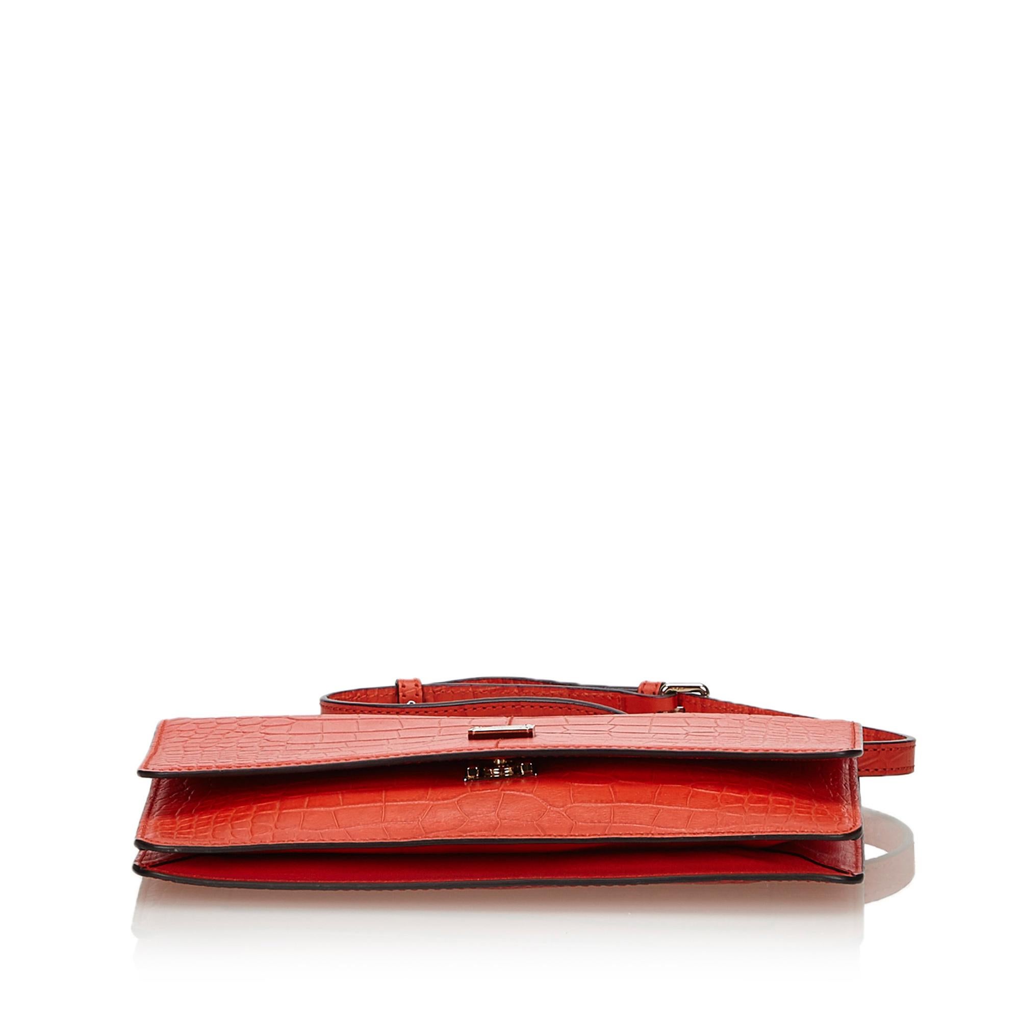 Women's Vintage Authentic MCM Red Leather Embossed Shoulder Bag Germany MEDIUM  For Sale