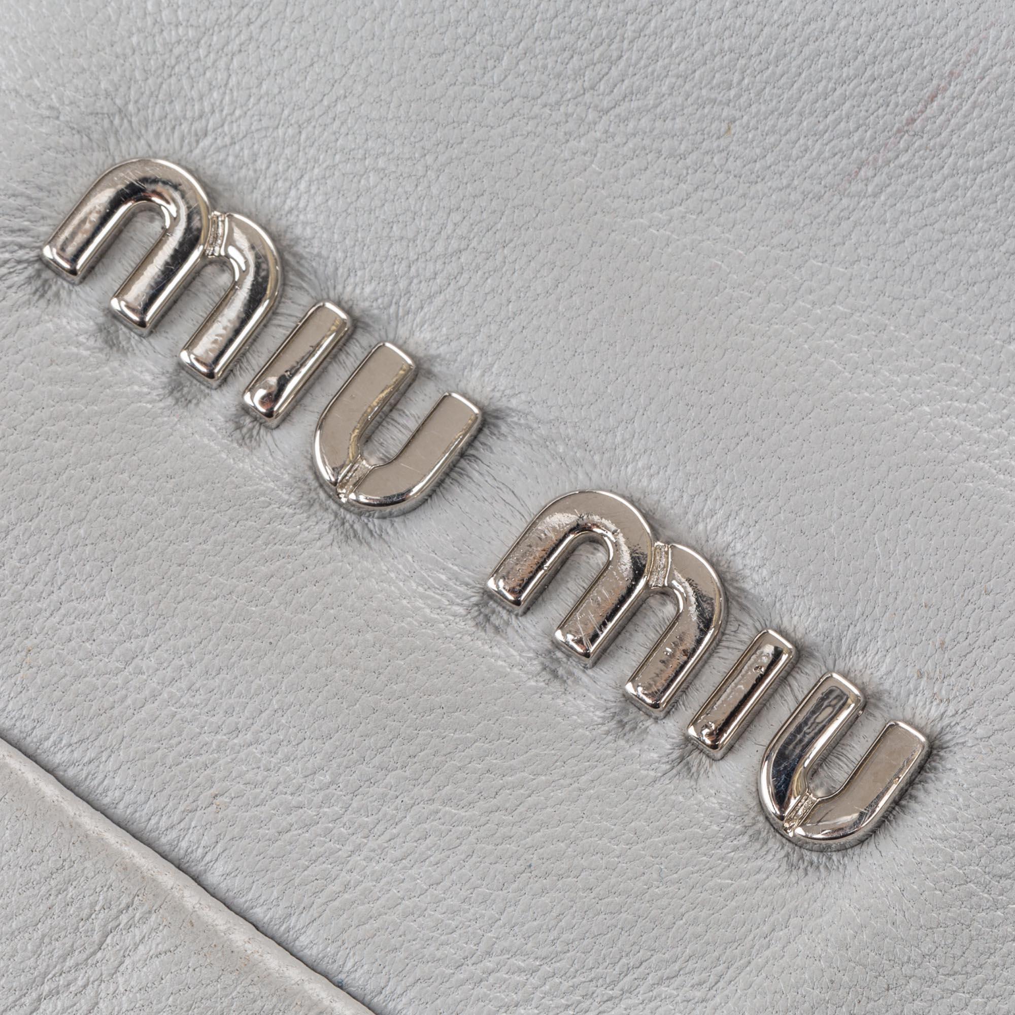 Vintage Authentic Miu Miu Gray Leather Crystal Shoulder Bag Turkey MEDIUM For Sale 2