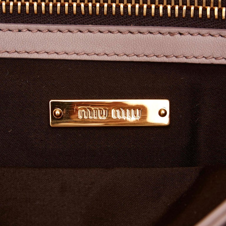 Vintage Authentic Miu Miu Leather Quilted Studded Shoulder Bag w Dust