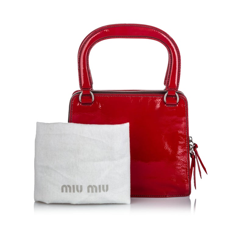 Vintage Authentic Miu Miu Red Patent Leather Handbag Italy w/ Dust Bag