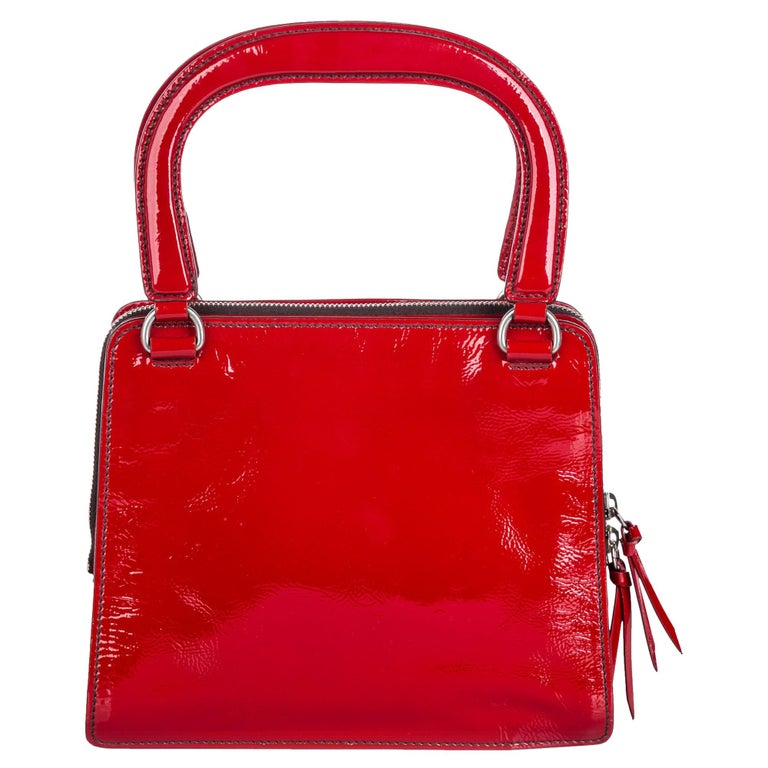 Vintage Authentic Miu Miu Red Patent Leather Handbag Italy w/ Dust Bag