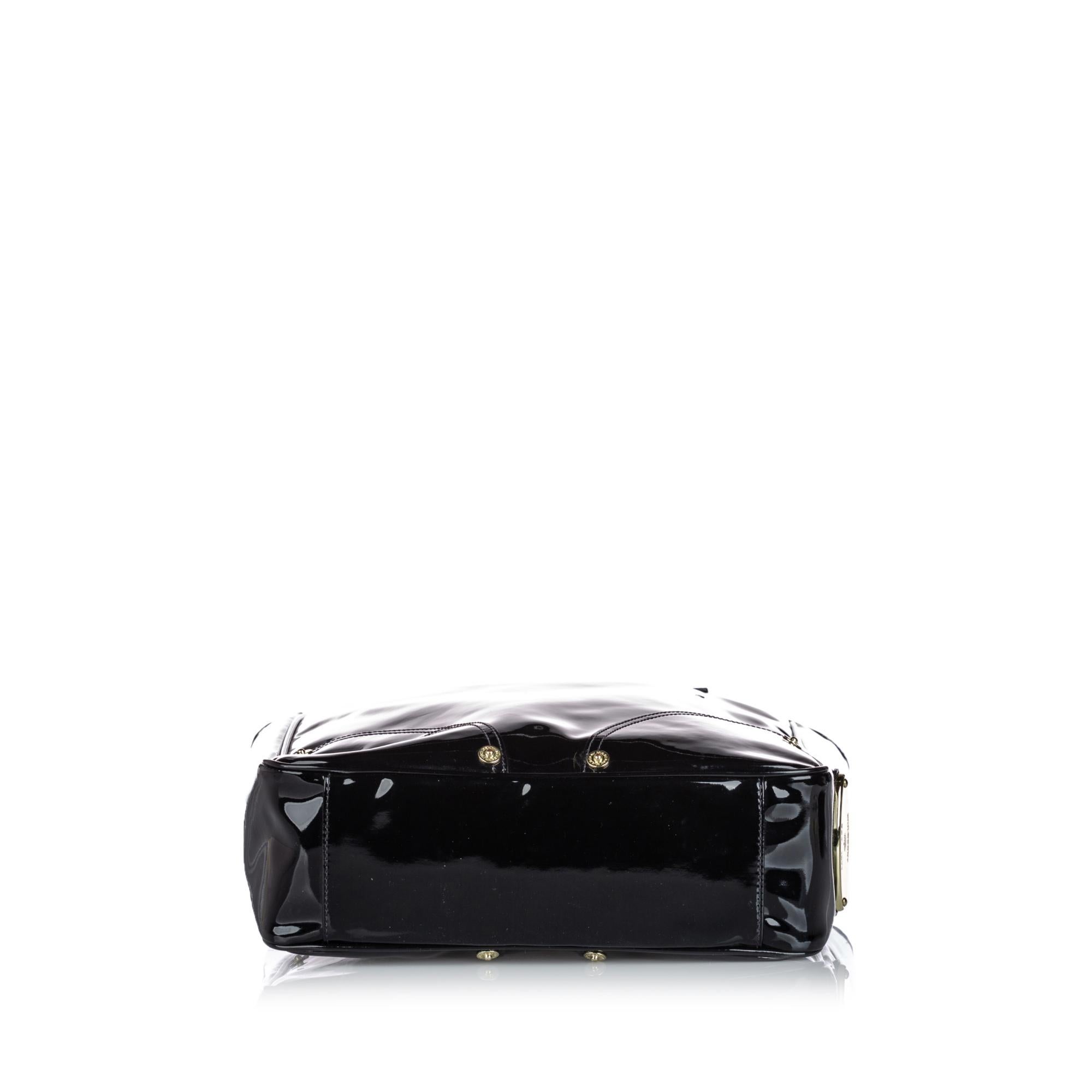 Vintage Authentic Mulberry Black Patent Leather Tote CHINA w/ Dust Bag LARGE In Good Condition In Orlando, FL