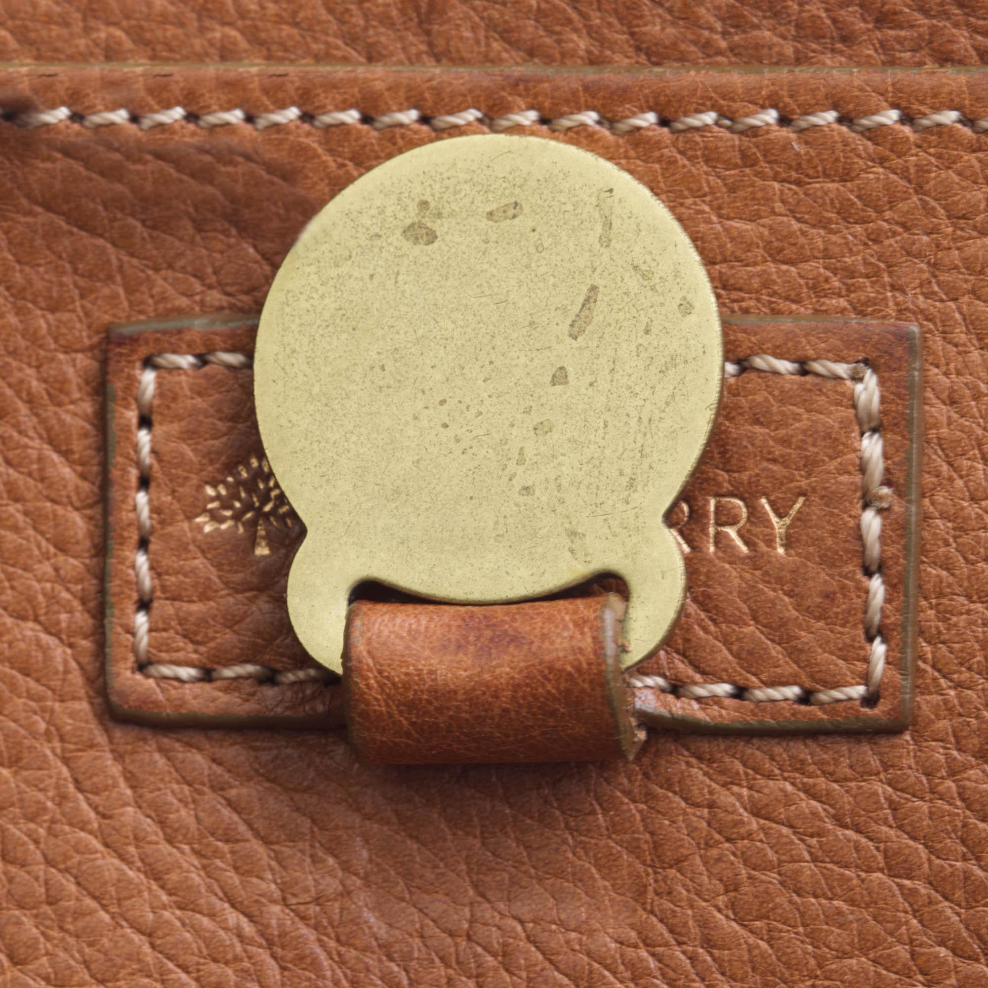 Women's Vintage Authentic Mulberry Brown Leather Bayswater CHINA w/ Padlock, Key LARGE For Sale