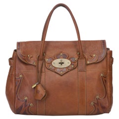 Vintage Authentic Mulberry Brown Leather Bayswater CHINA w/ Padlock, Key LARGE