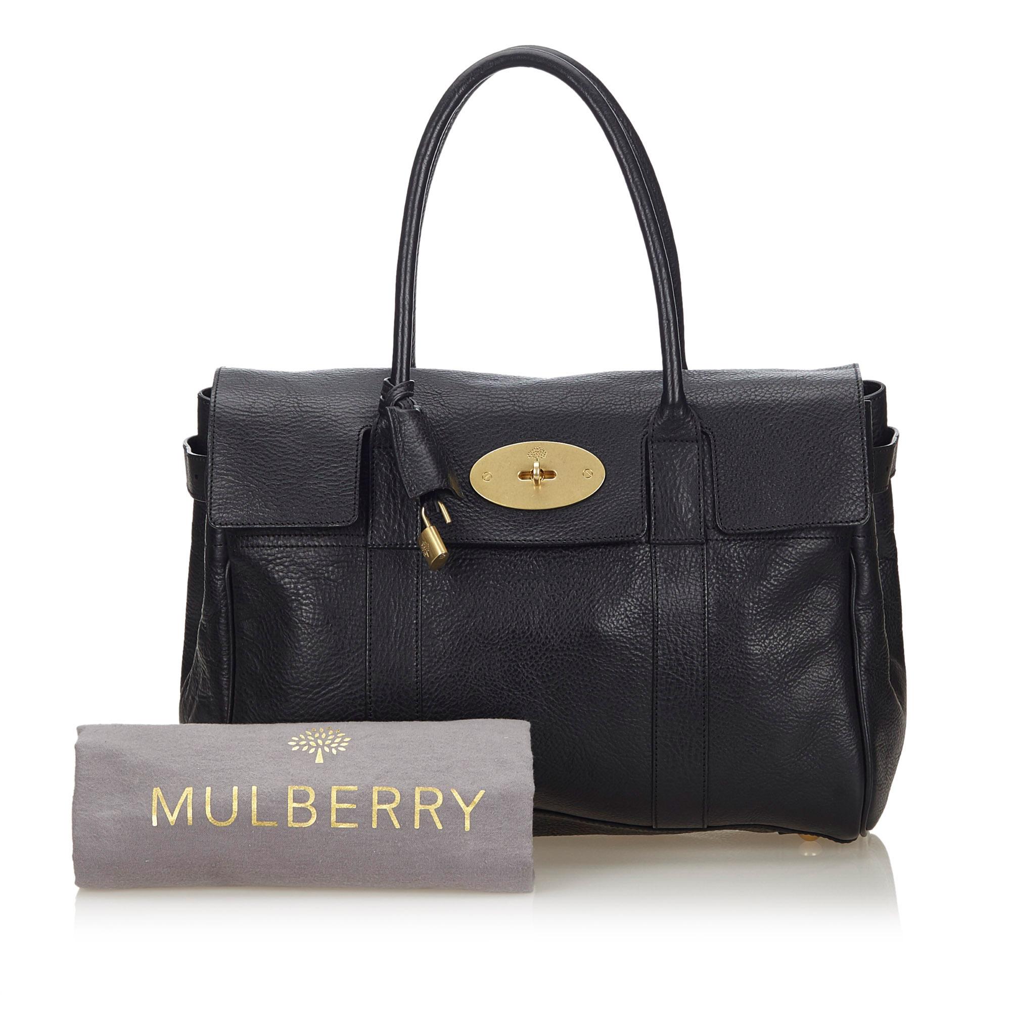 Vintage Authentic Mulberry Leather Bayswater Handbag w Dust Bag Padlock LARGE  For Sale 3