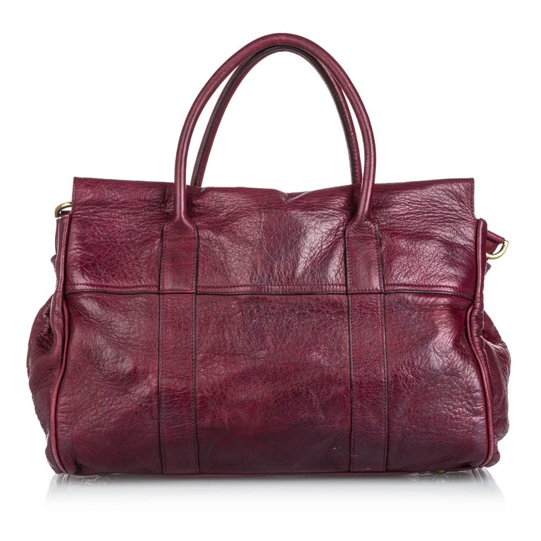 Vintage Authentic Mulberry Leather Bayswater Satchel w Dust Bag Key LARGE For Sale at 1stdibs