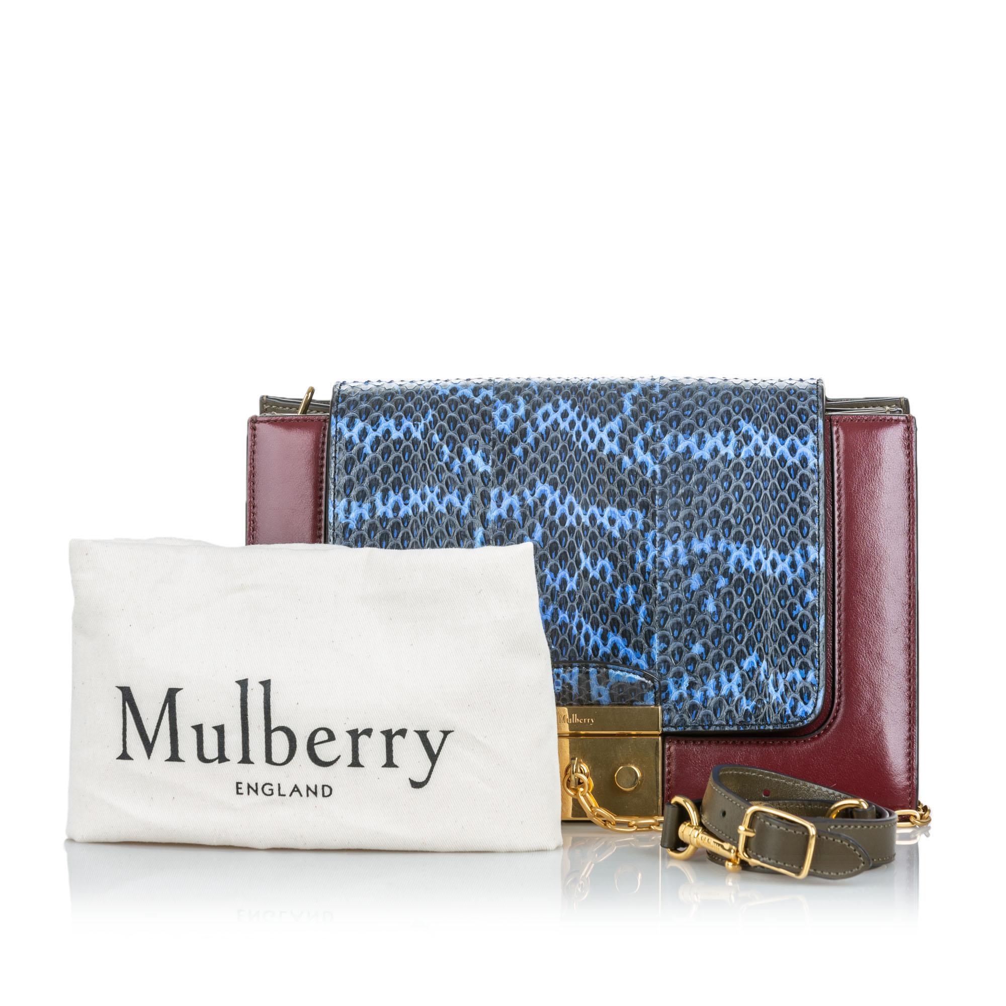 Vintage Authentic Mulberry Leather Python Pembroke Shoulder Bag w Dust Bag Key  For Sale 7