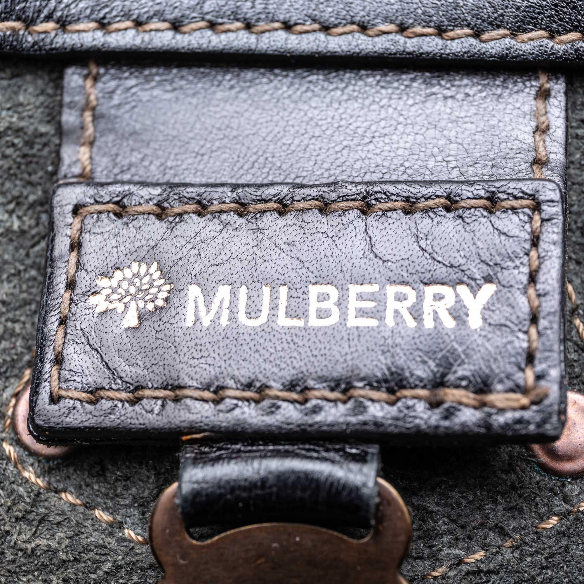 Black Vintage Authentic Mulberry Leather Roxanne Shoulder Bag w Dust Bag MEDIUM 
