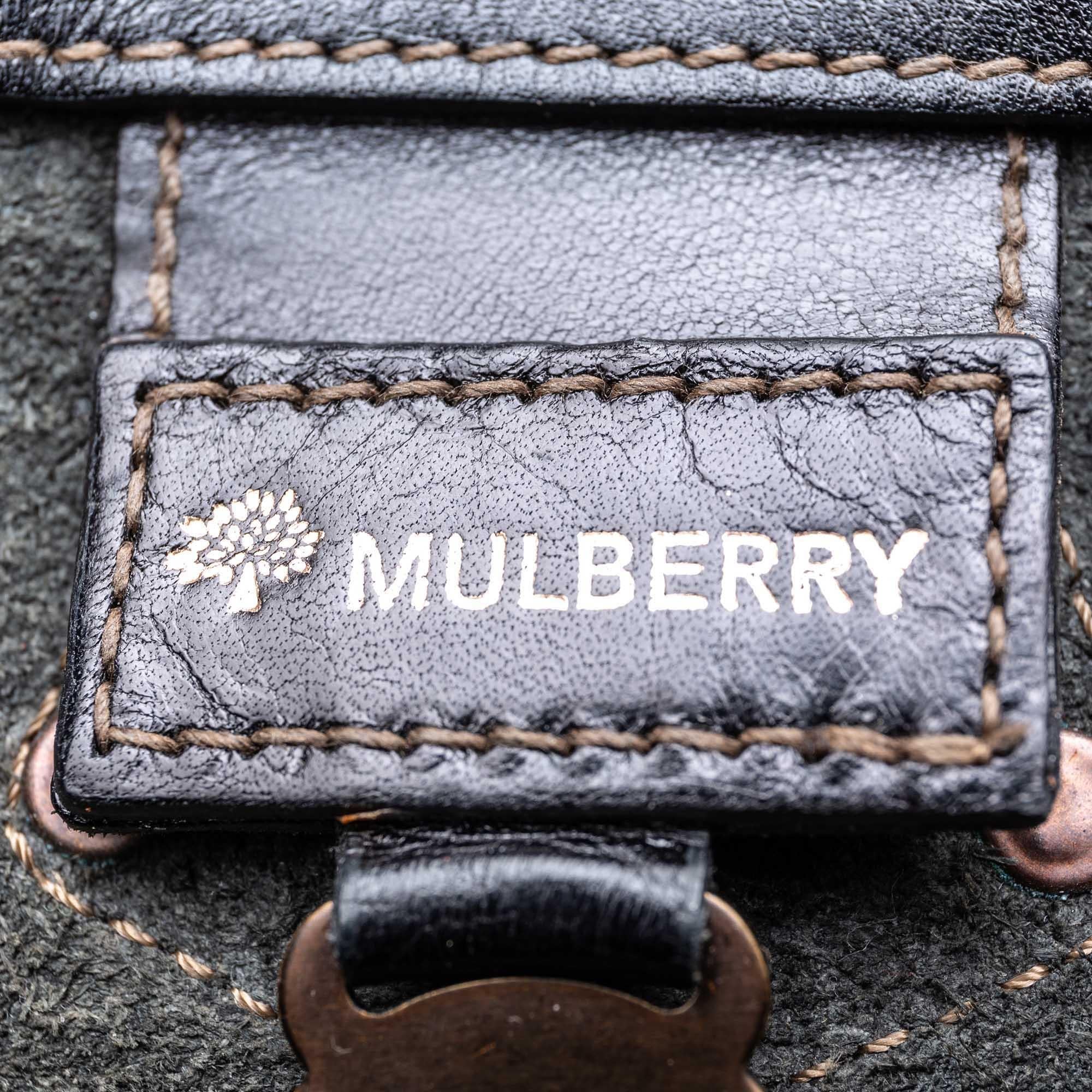 Black Vintage Authentic Mulberry Leather Roxanne Shoulder Bag w Dust Bag MEDIUM
