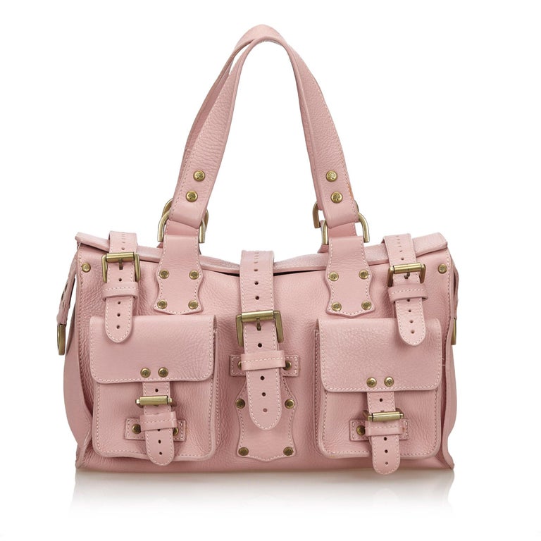 Vintage Authentic Mulberry Pink Leather Roxanne Shoulder Bag Italy Medium