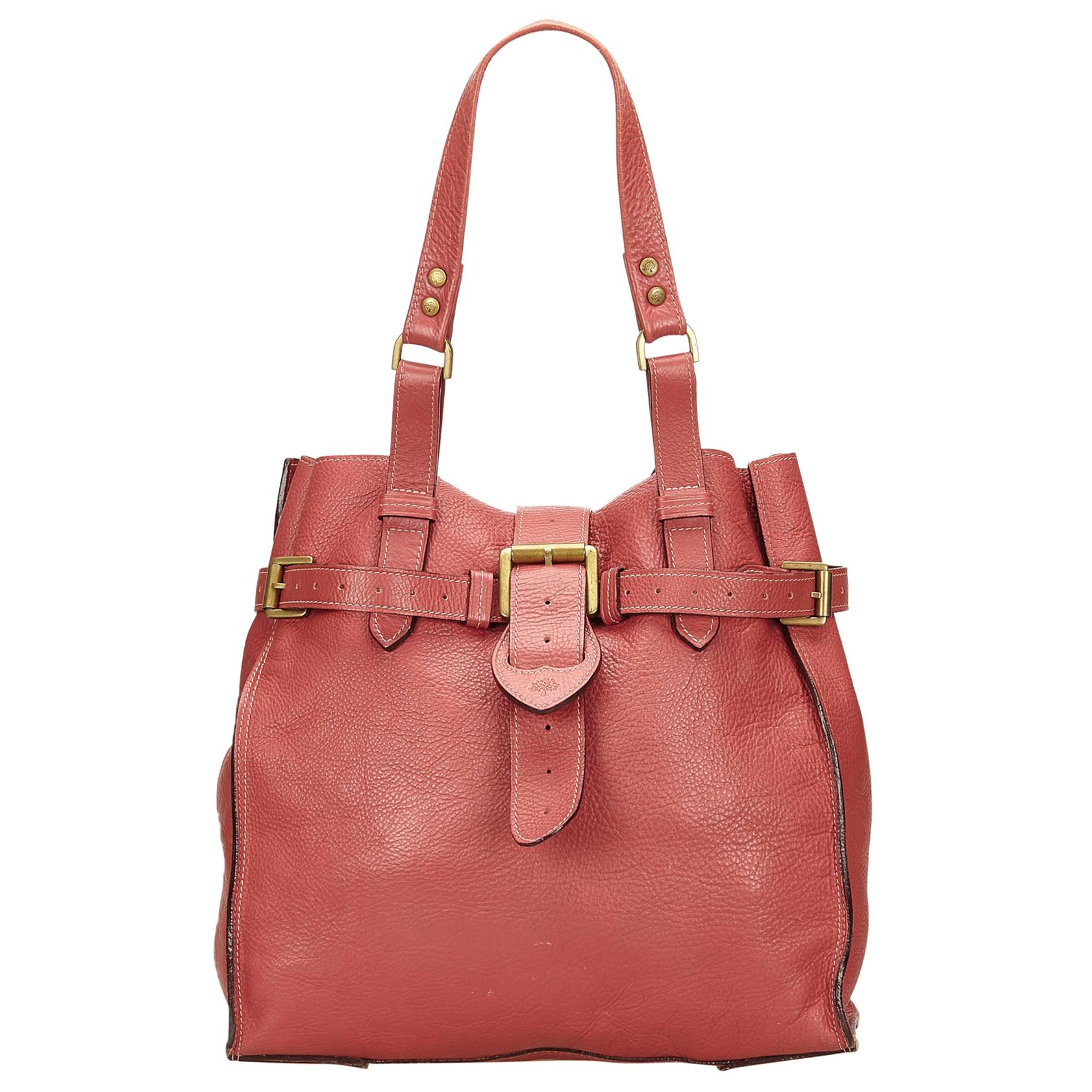Vintage Authentic Mulberry Pink Leather Shoulder Bag United Kingdom MEDIUM  For Sale