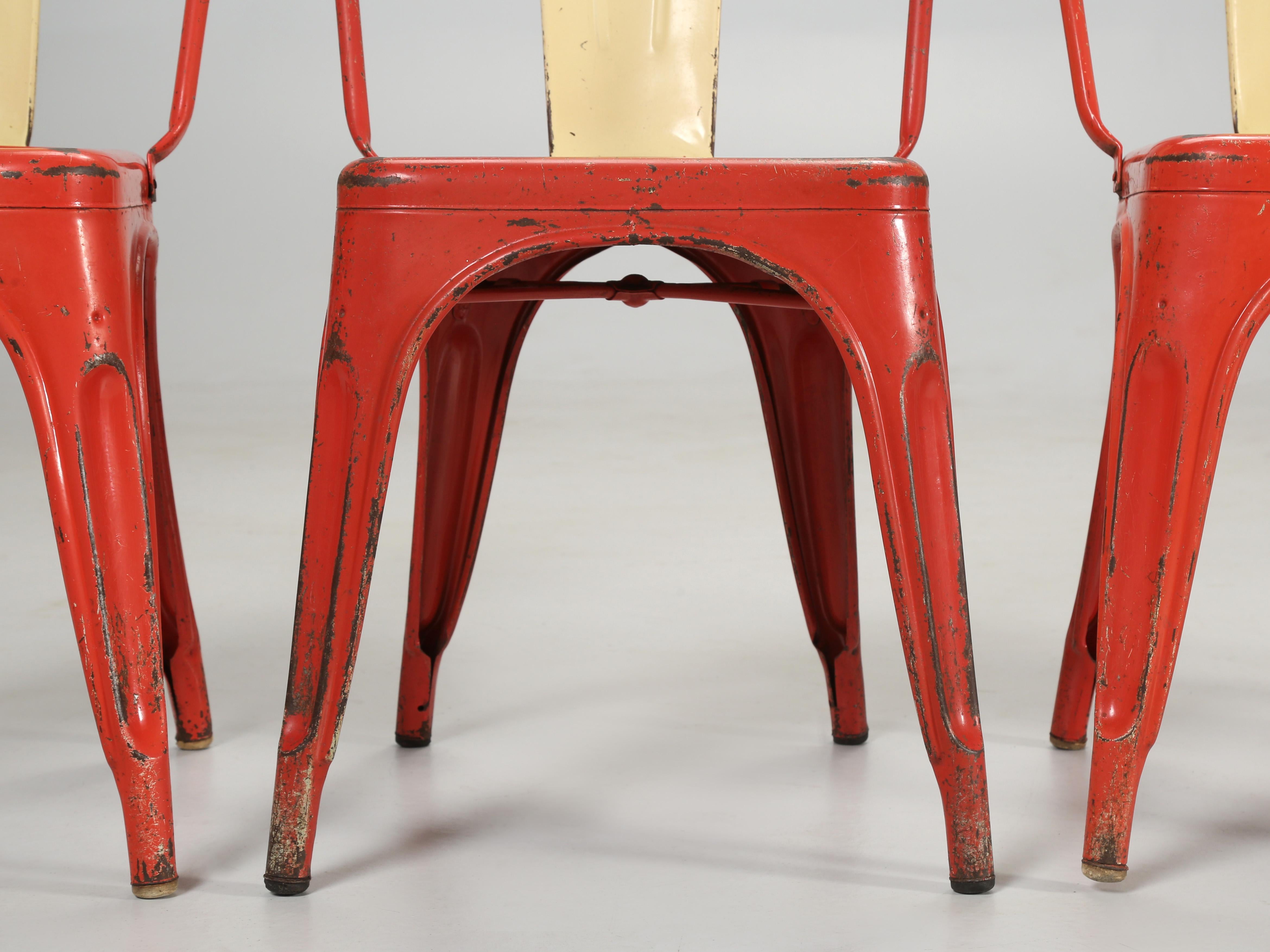 Tolix chaises vintage originales et authentiques peintes, années 1950, grande quantité disponible en vente 1