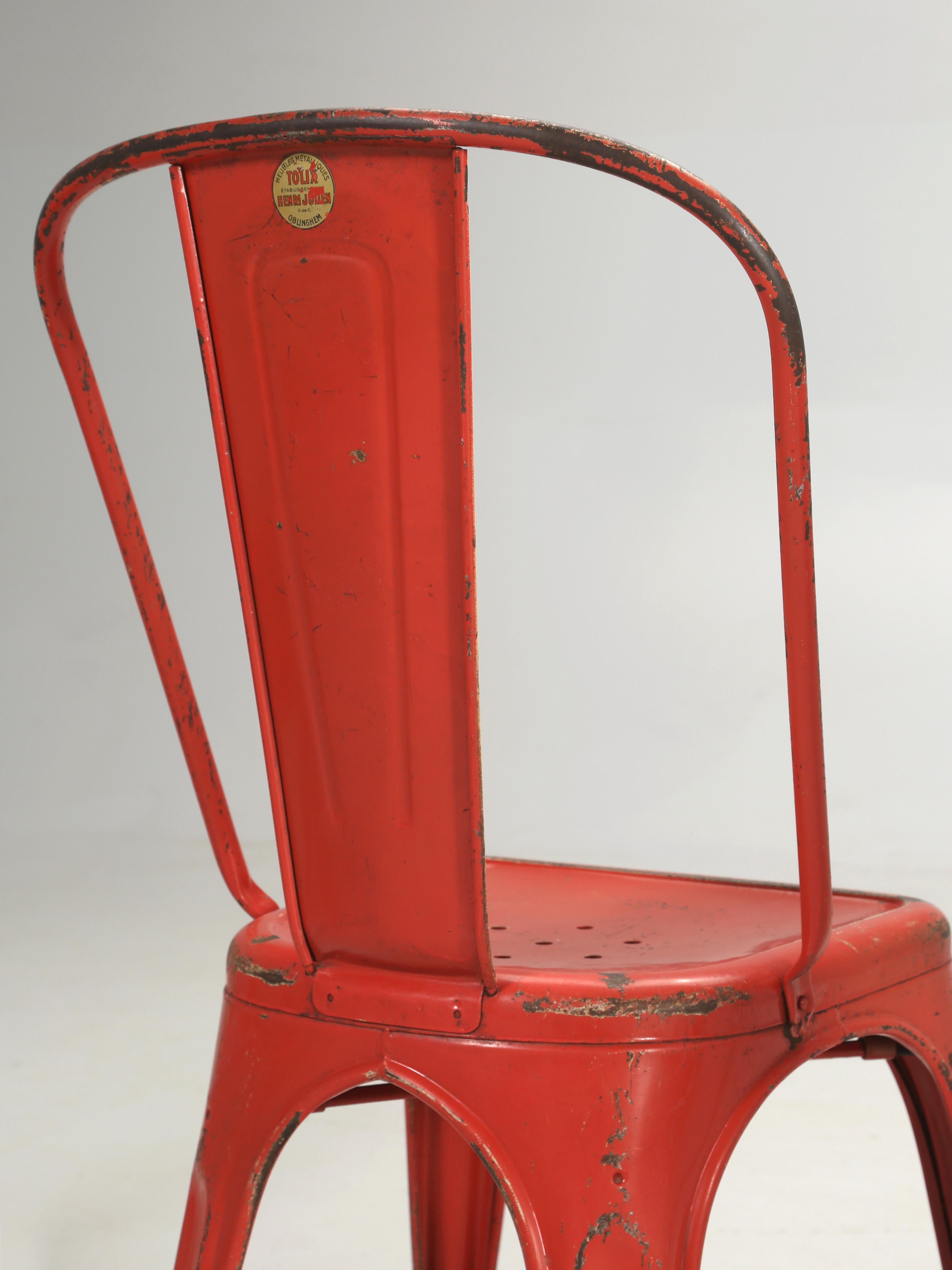 Tolix chaises vintage originales et authentiques peintes, années 1950, grande quantité disponible en vente 6