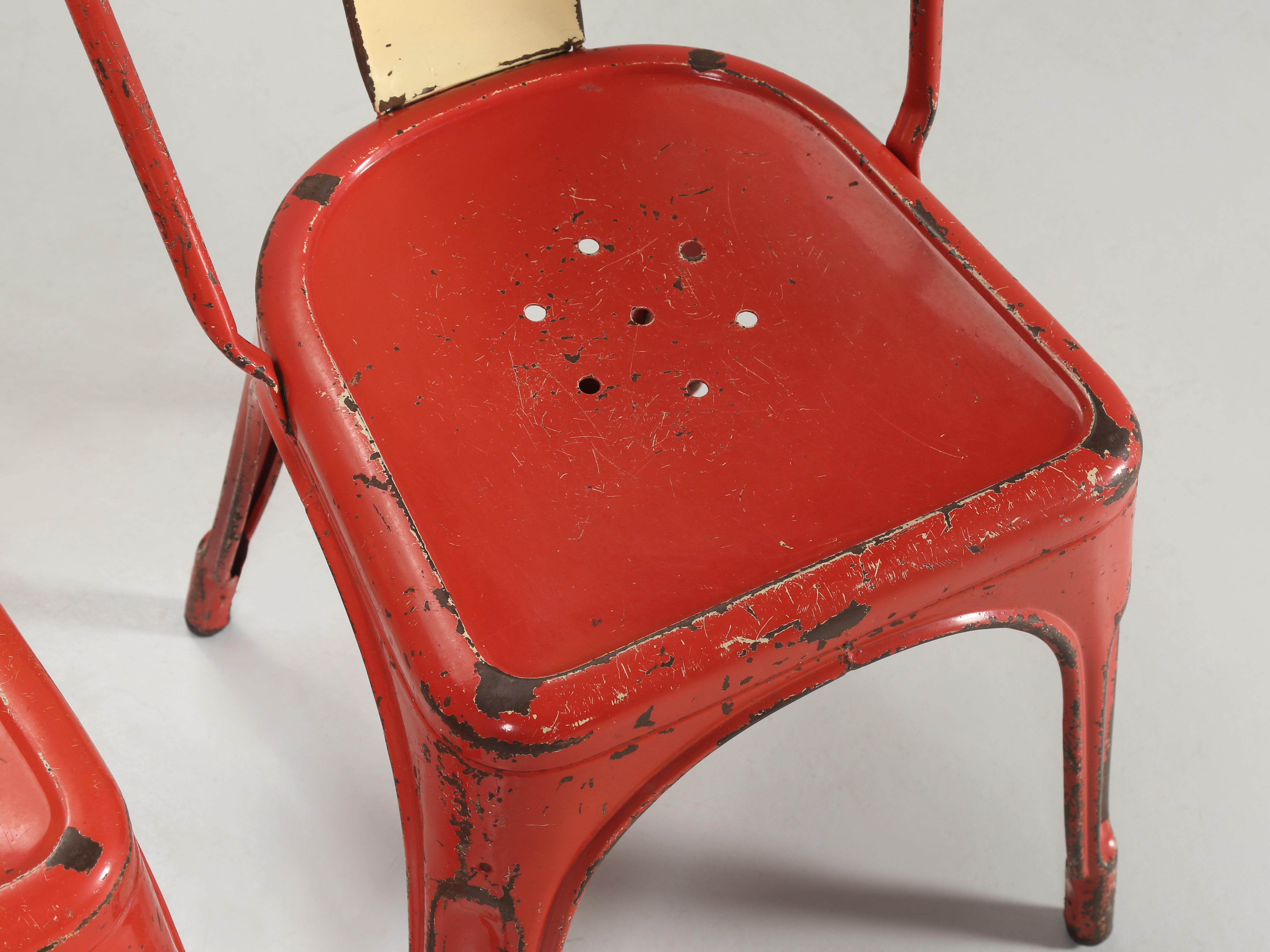 Hand-Crafted Vintage Authentic Original Paint Tolix Chairs c1950's Large Quantity Available For Sale