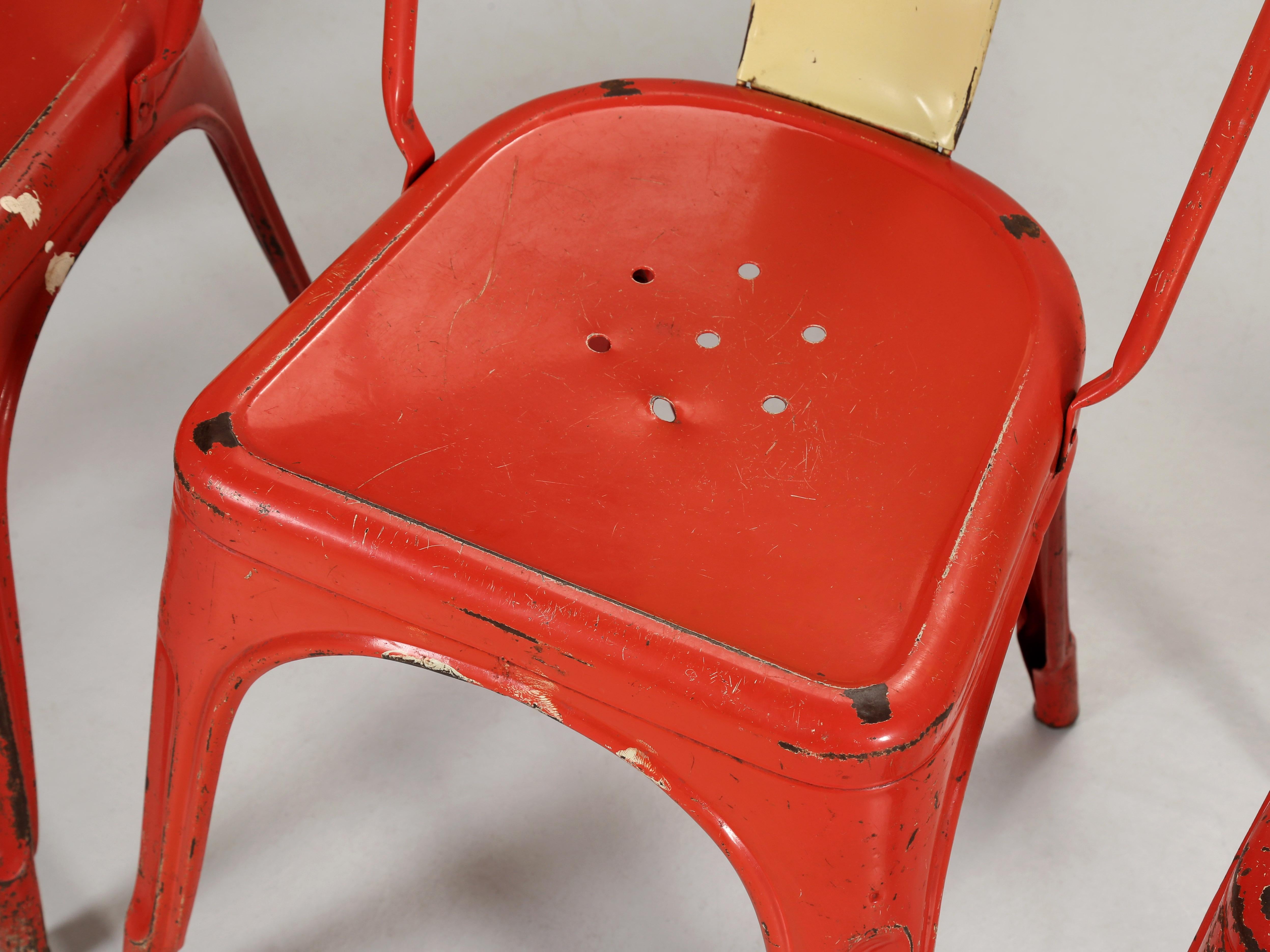 Vintage Authentic Original Paint Tolix Chairs c1950's Large Quantity Available In Good Condition For Sale In Chicago, IL