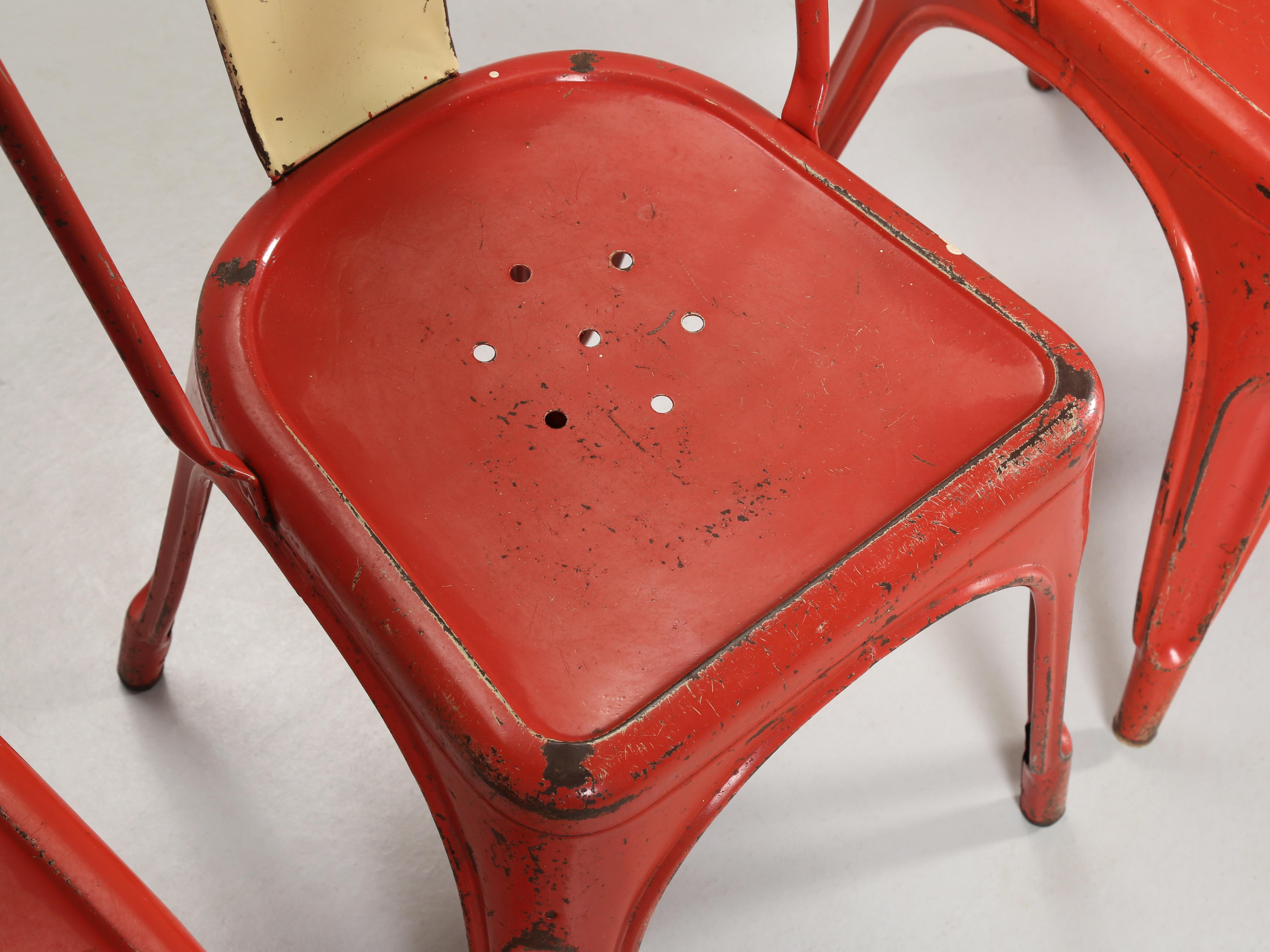 Steel Vintage Authentic Original Paint Tolix Chairs c1950's Large Quantity Available For Sale