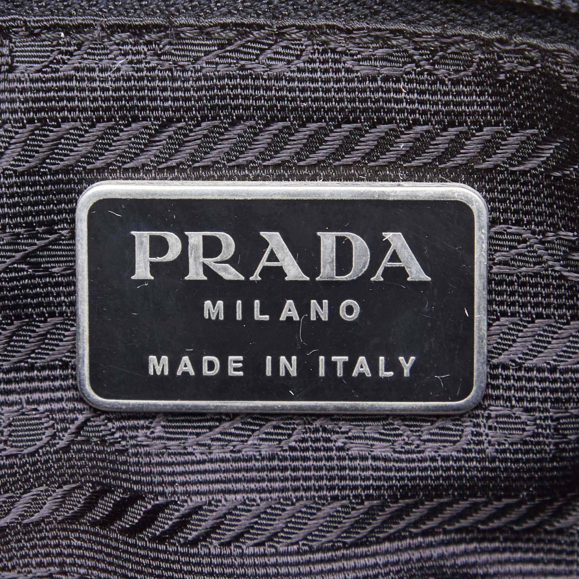Vintage Authentic Prada Black Chain Tote Bag Italy w Authenticity Card LARGE For Sale 2
