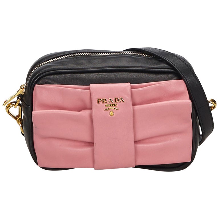Vintage Authentic Prada Black Fiocco Bow Crossbody Bag Italy SMALL For Sale  at 1stDibs