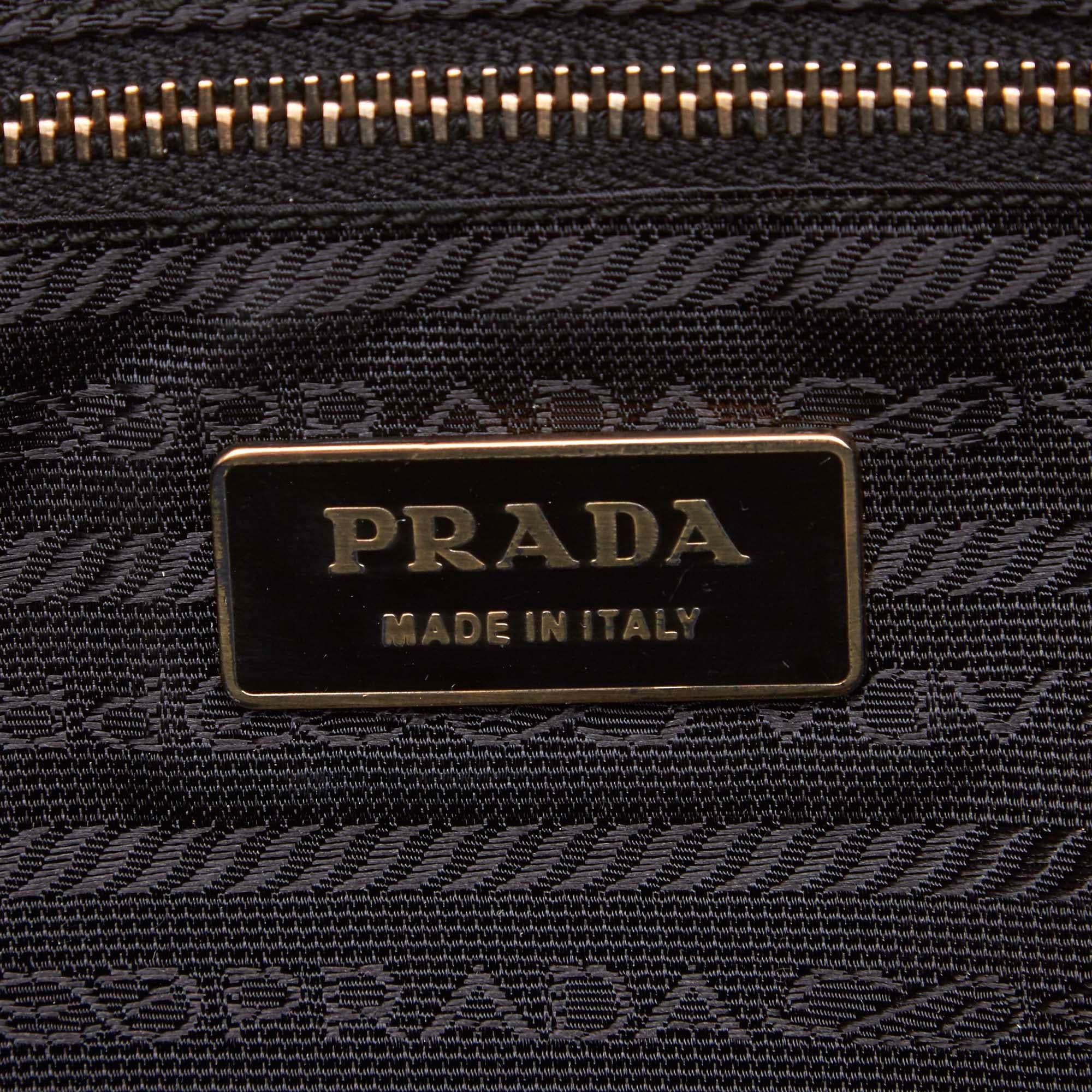 Vintage Authentic Prada Black Leather Baguette Italy SMALL  2