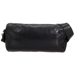 Vintage Authentic Prada Black Leather Baguette Italy SMALL 