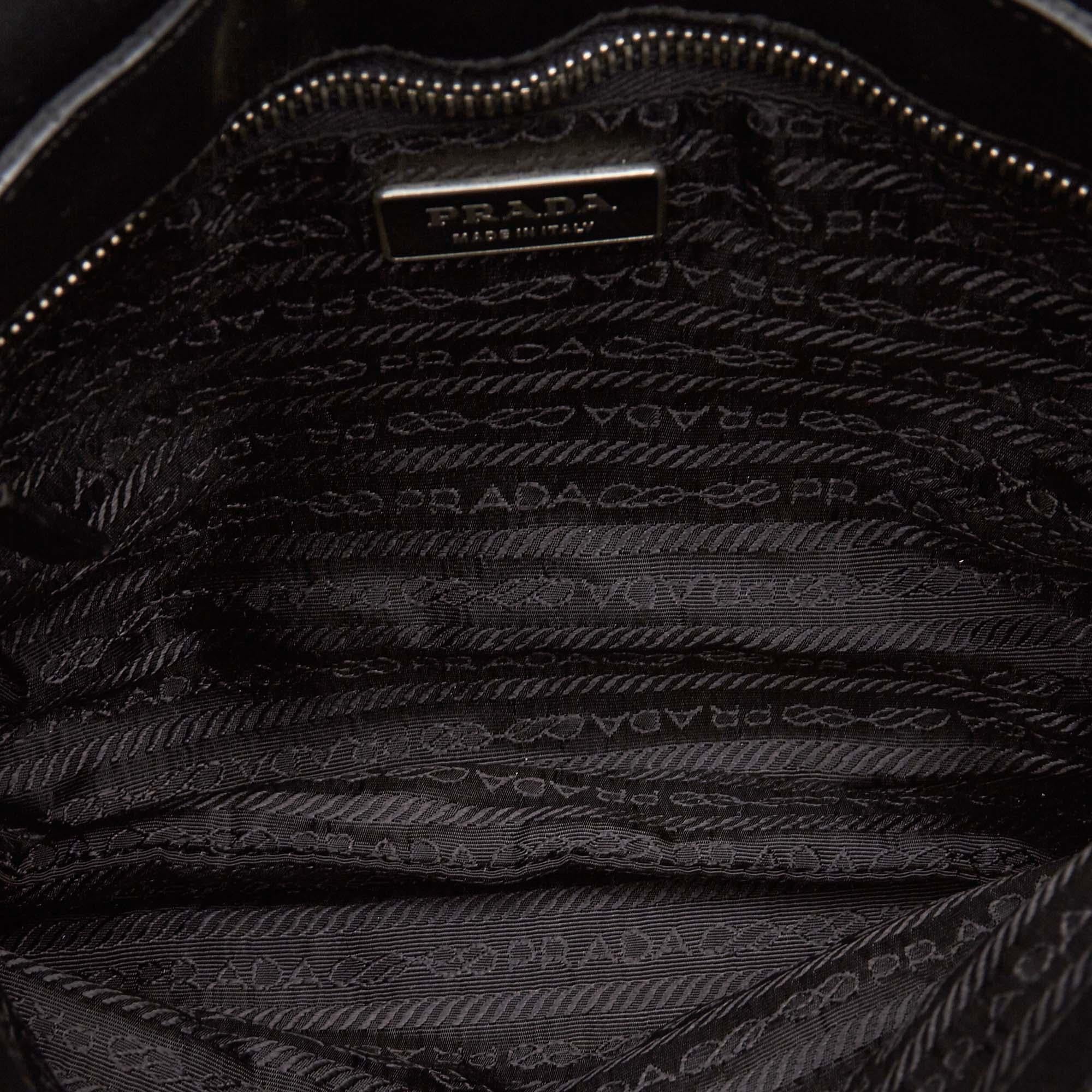 Vintage Authentic Prada Black Leather Crossbody Bag Italy MEDIUM  1