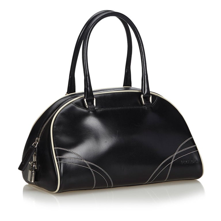 Download Vintage Authentic Prada Black Leather Handbag Italy w Dust ...