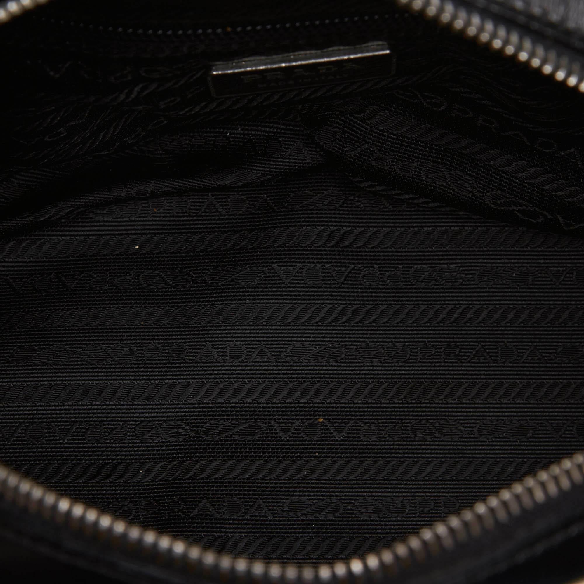 Vintage Authentic Prada Black Leather Handbag Italy w Dust Bag Padlock MEDIUM  For Sale 1