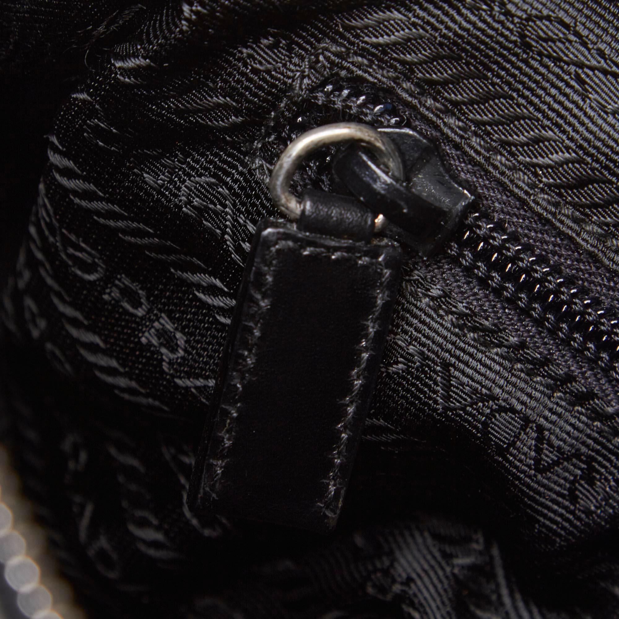 Vintage Authentic Prada Black Leather Handbag Italy w Dust Bag Padlock MEDIUM  For Sale 3