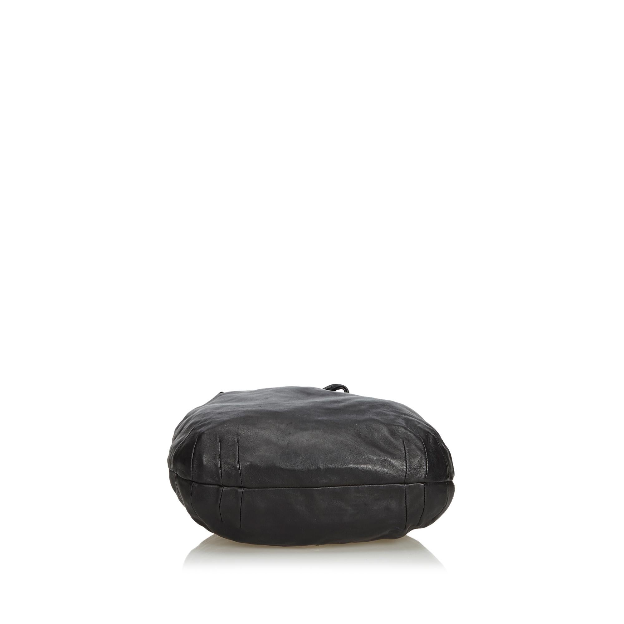 Women's Vintage Authentic Prada Black Leather Shoulder Bag Italy LARGE 