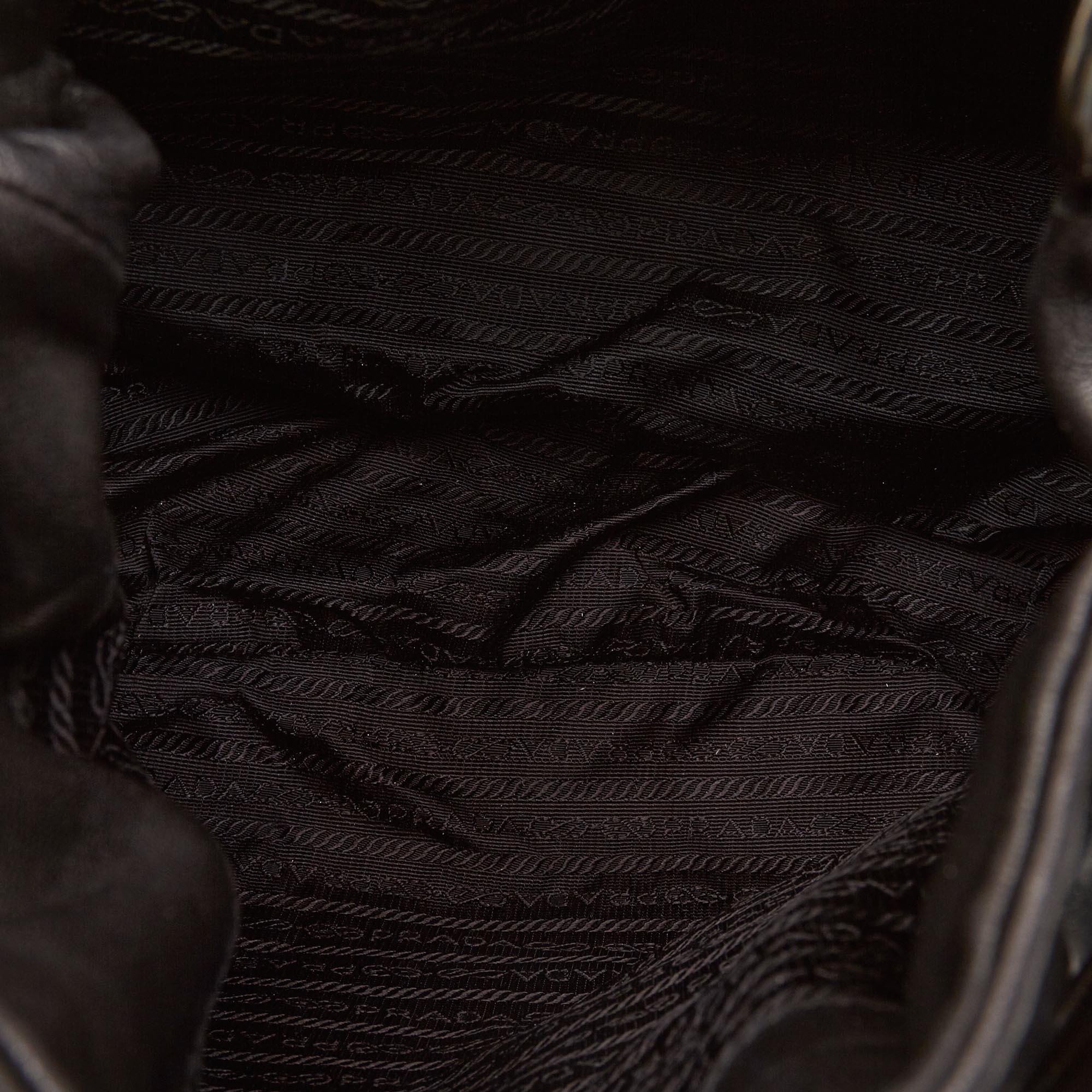Vintage Authentic Prada Black Leather Shoulder Bag Italy LARGE  1