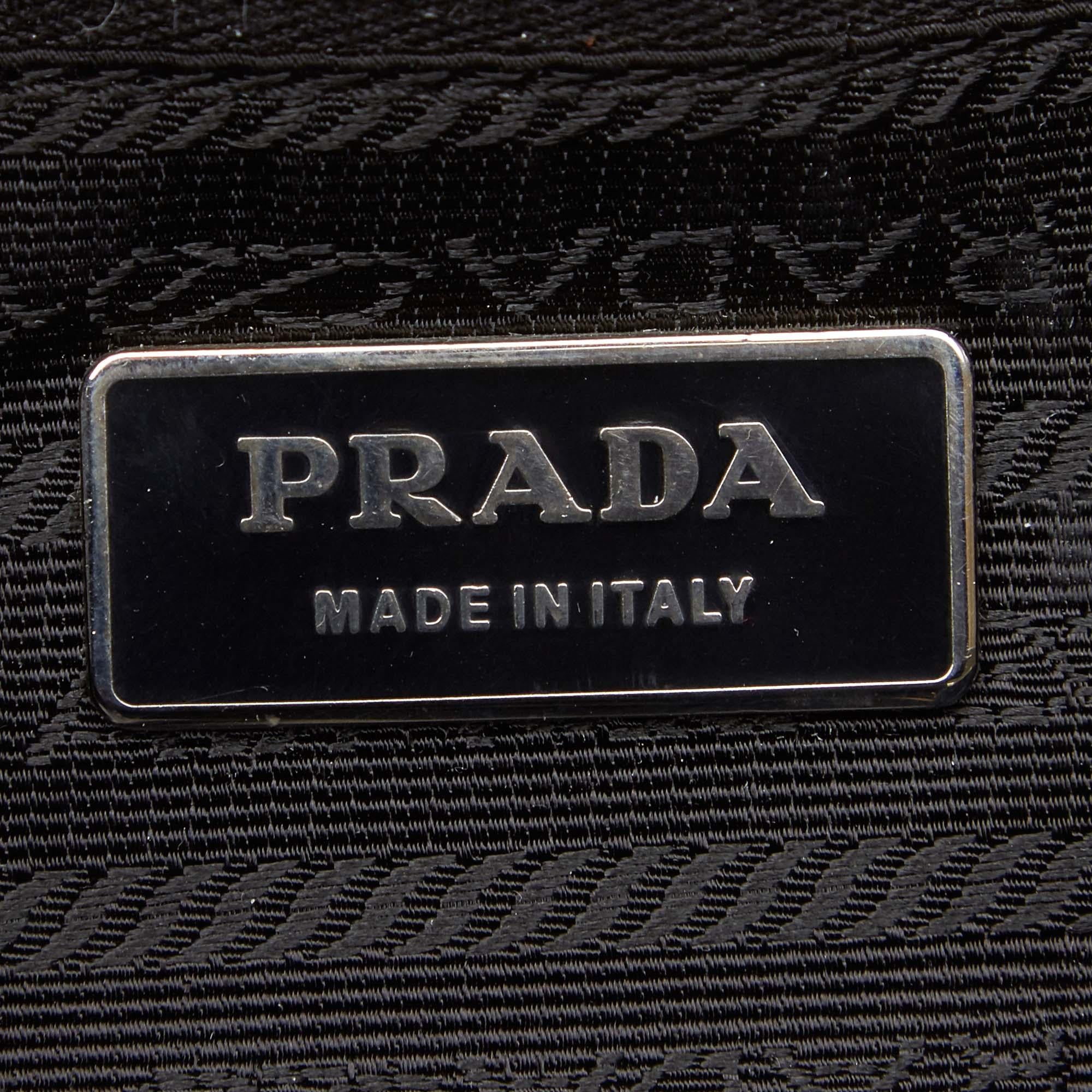Vintage Authentic Prada Black Leather Shoulder Bag Italy LARGE  2