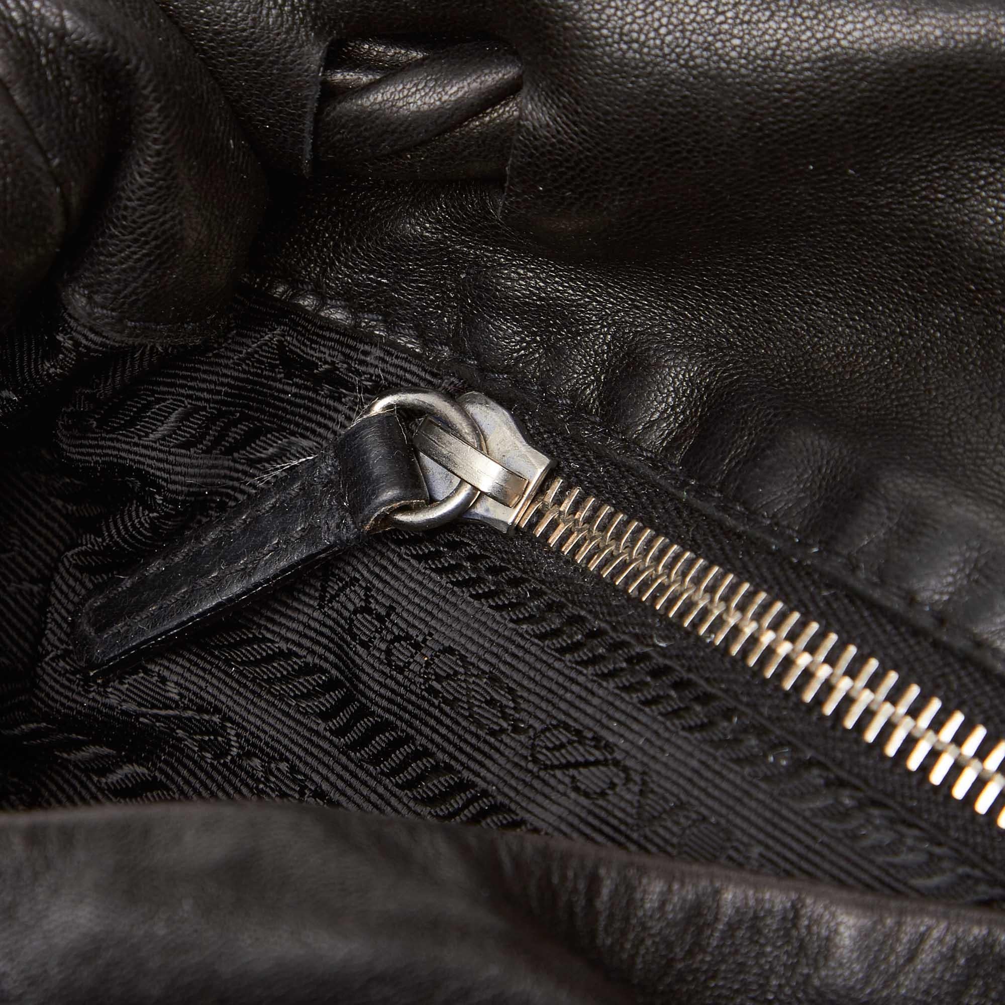 Vintage Authentic Prada Black Leather Shoulder Bag Italy LARGE  3