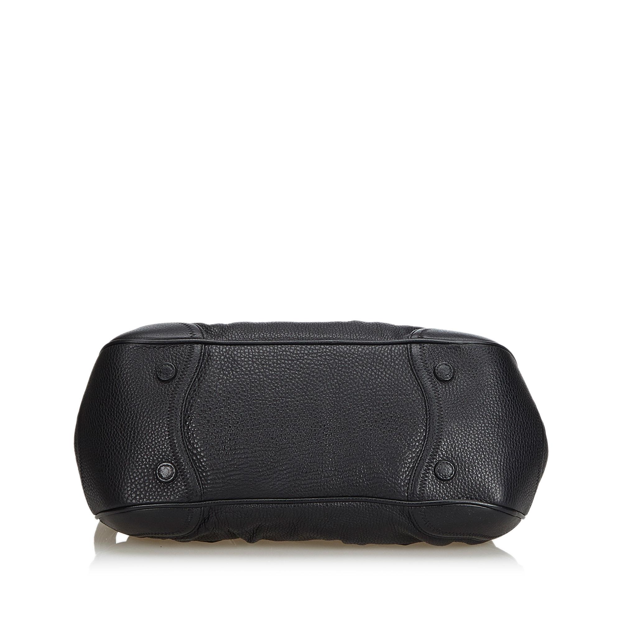 Women's Vintage Authentic Prada Black Leather Shoulder Bag Italy w/ Dust Bag MEDIUM For Sale