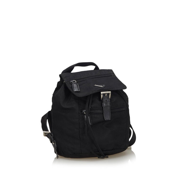 Vintage Authentic Prada Black Nylon Fabric Backpack Italy ...