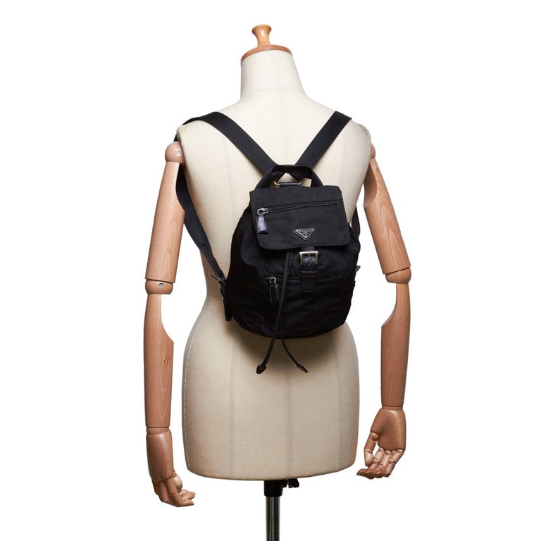 Vintage Authentic Prada Black Nylon Fabric Backpack Italy ...
