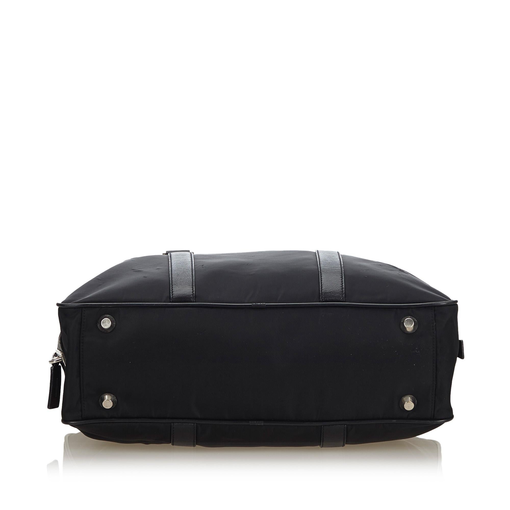 Women's Vintage Authentic Prada Black Nylon Fabric Business Bag ITALY LARGE