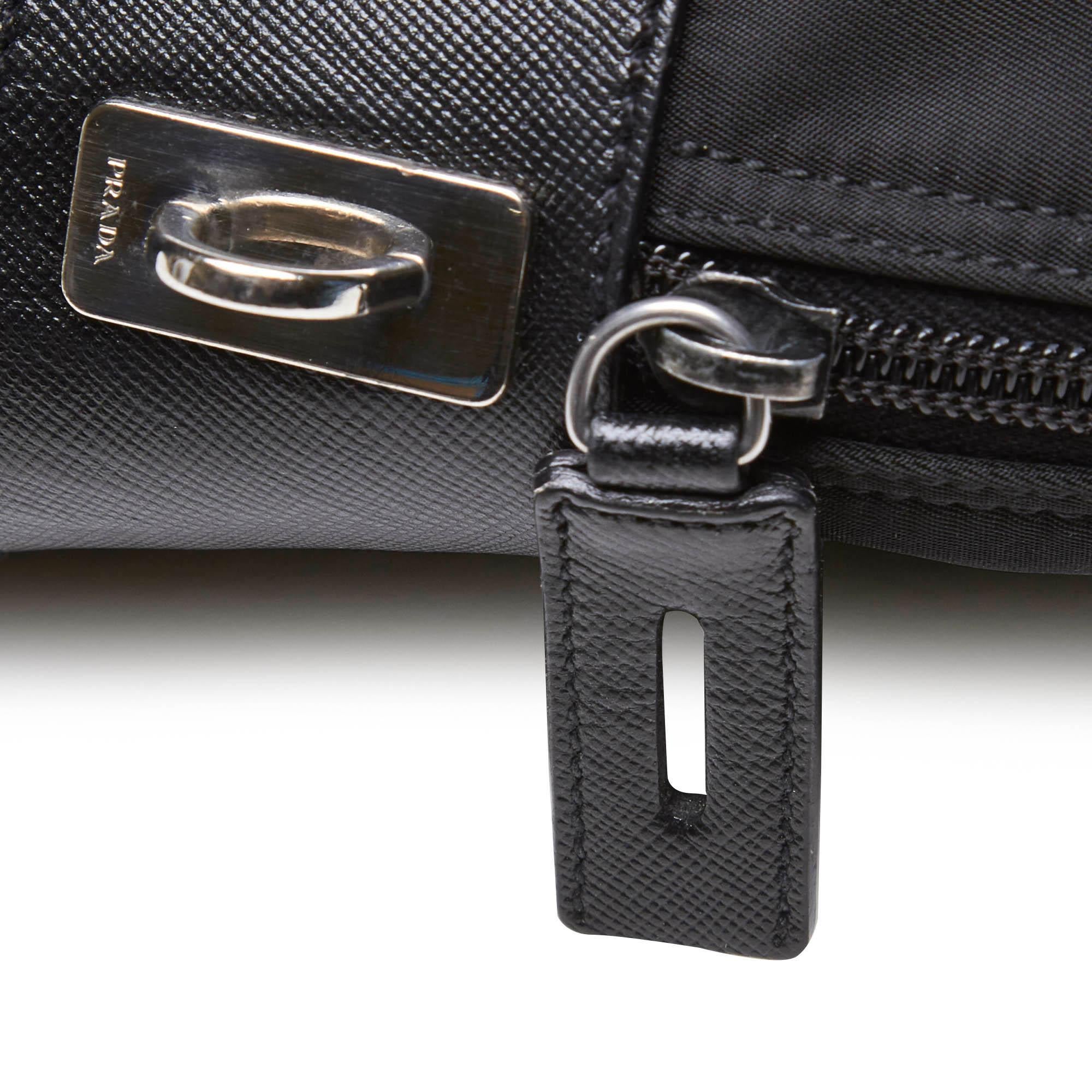 Vintage Authentic Prada Black Nylon Fabric Business Bag ITALY LARGE 3
