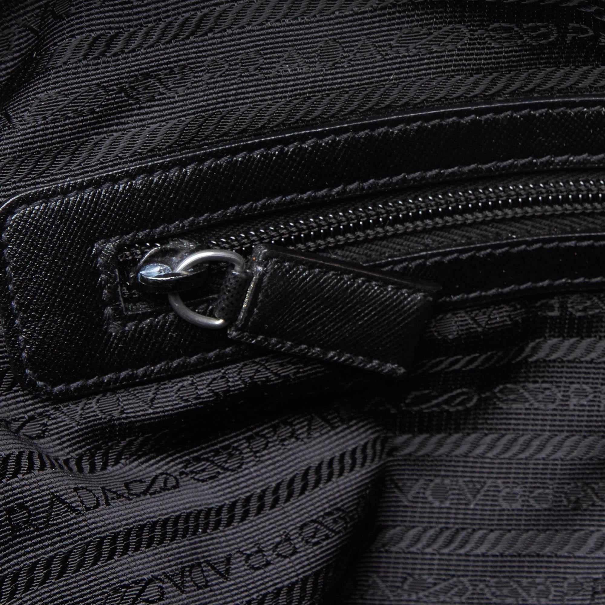 Vintage Authentic Prada Black Nylon Fabric Business Bag ITALY LARGE 5