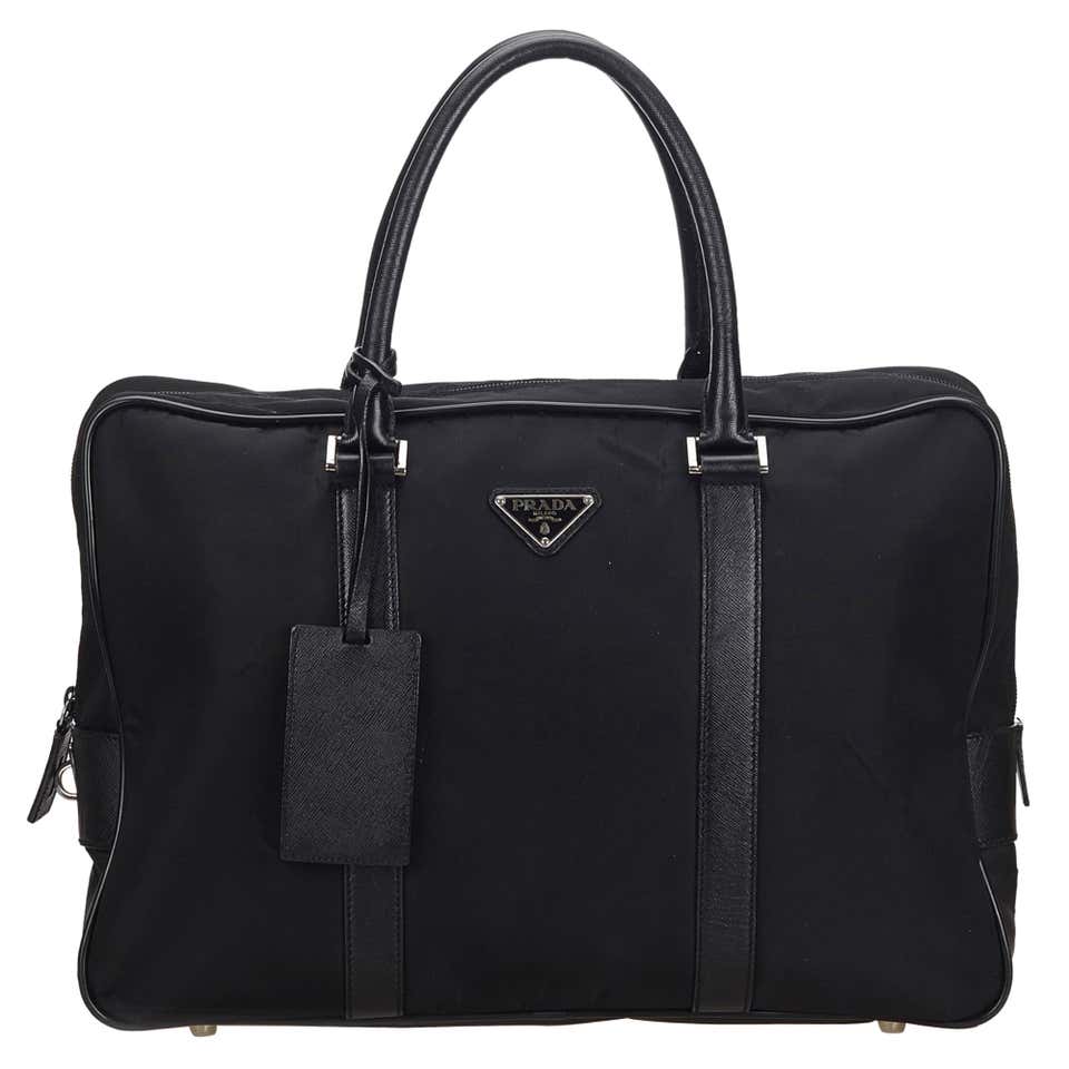 Vintage Authentic Prada Black Nylon Fabric Business Bag ITALY LARGE at ...