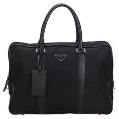 Vintage Authentic Prada Black Nylon Fabric Business Bag ITALY LARGE