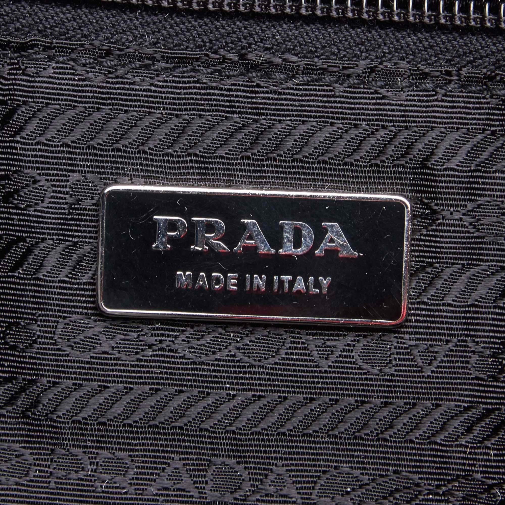 Vintage Authentic Prada Black Nylon Fabric Business Bag Italy w/ Padlock LARGE  For Sale 2
