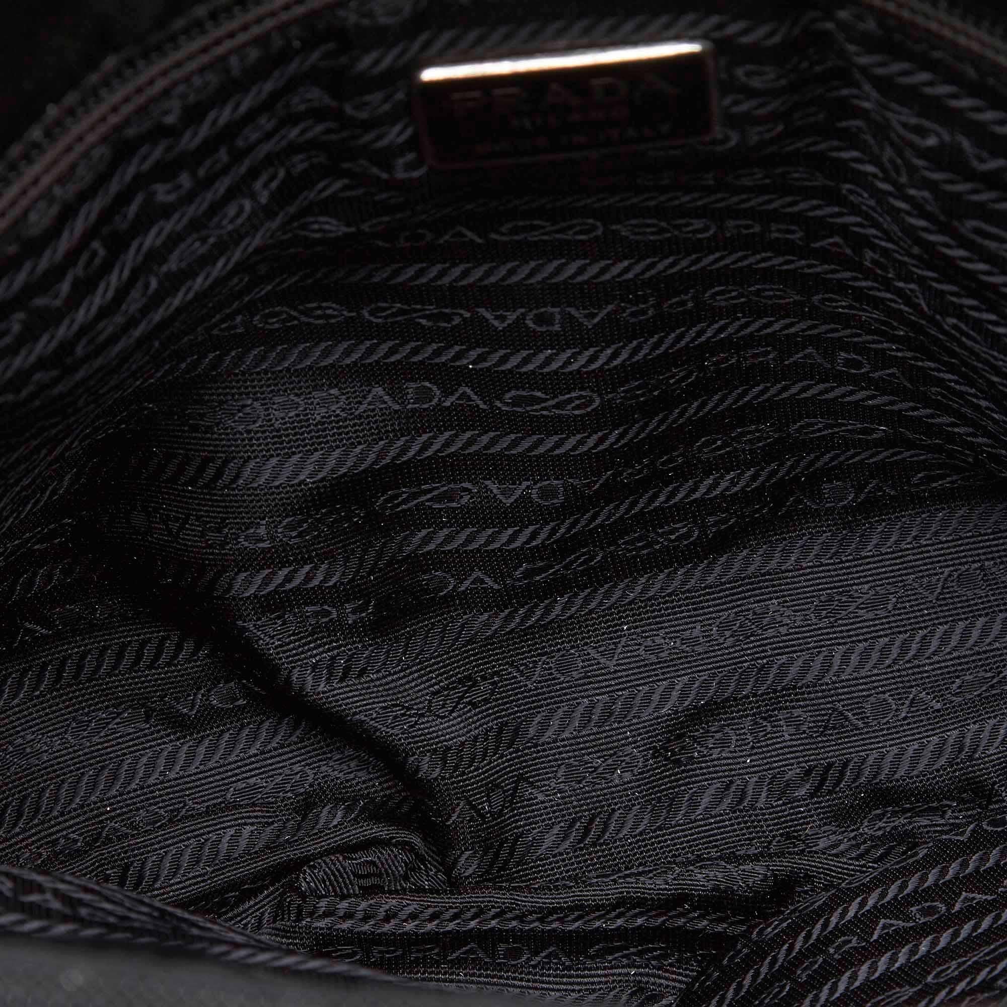 Vintage Authentic Prada Black Nylon Fabric Chain Shoulder Bag Italy MEDIUM  1