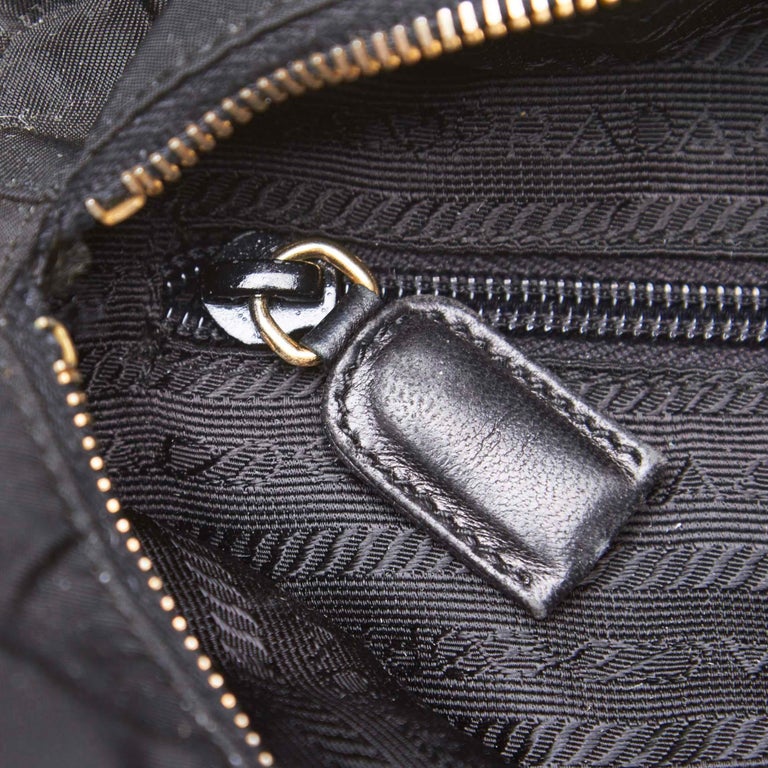 Vintage Authentic Prada Black Nylon Fabric Chain Shoulder Bag Italy ...