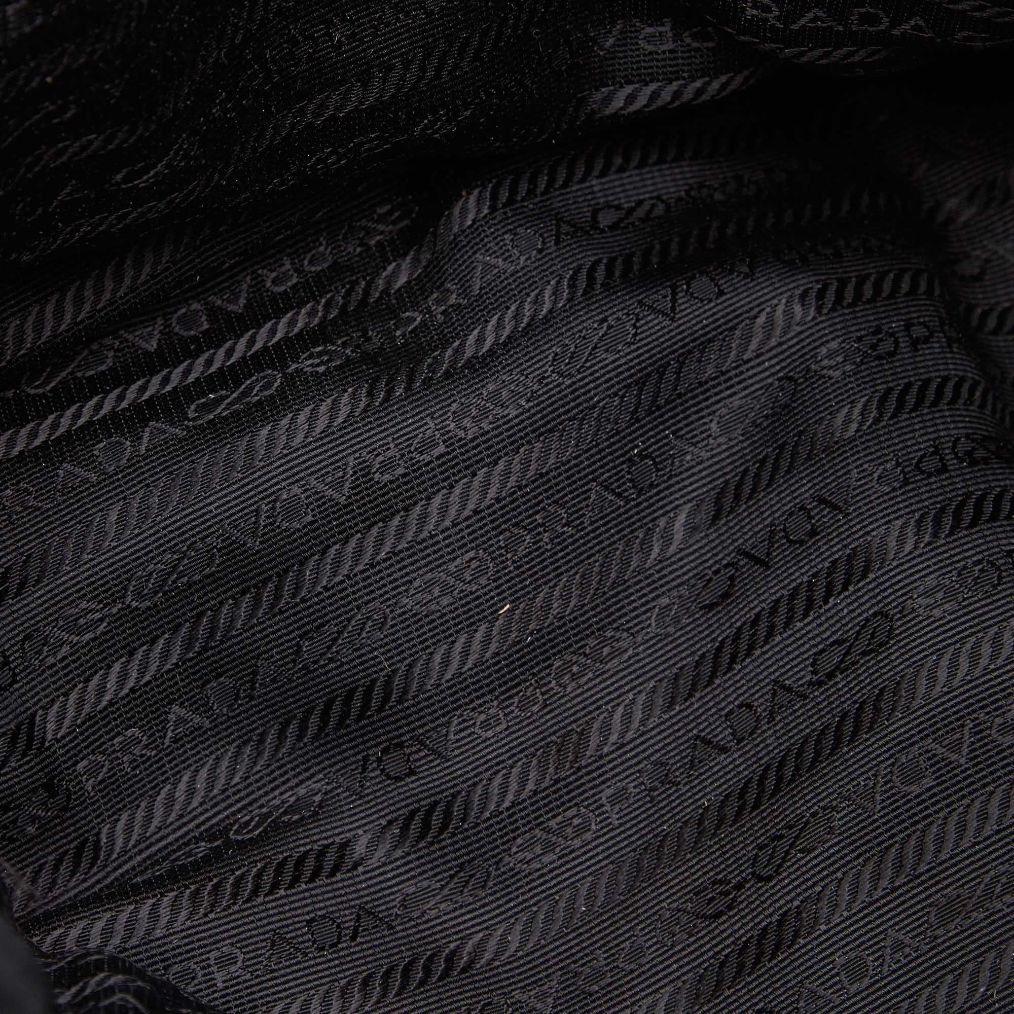 Vintage Authentic Prada Black Nylon Fabric Chain Tote Bag Italy LARGE  1