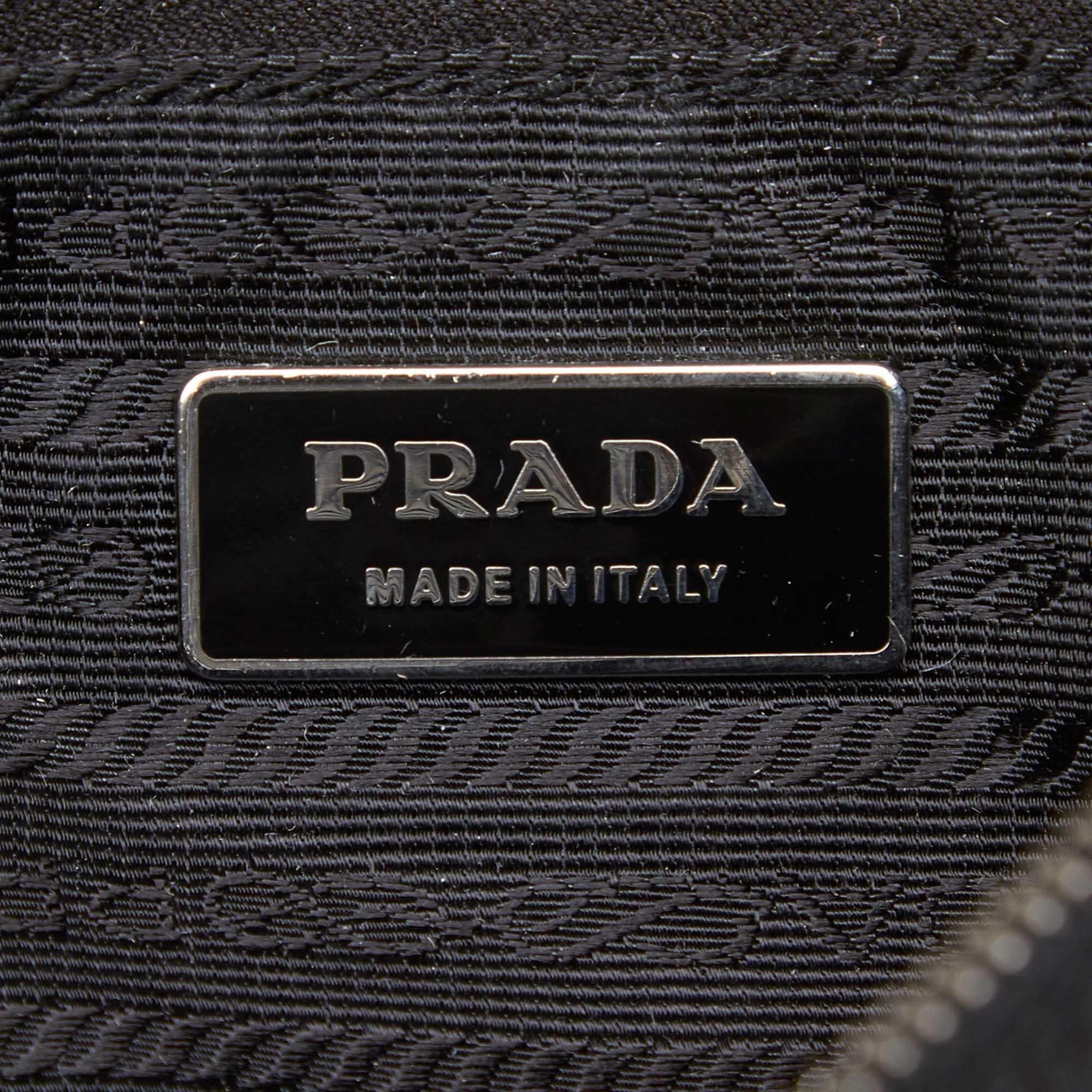 Vintage Authentic Prada Black Nylon Fabric Chain Tote Bag Italy LARGE  2